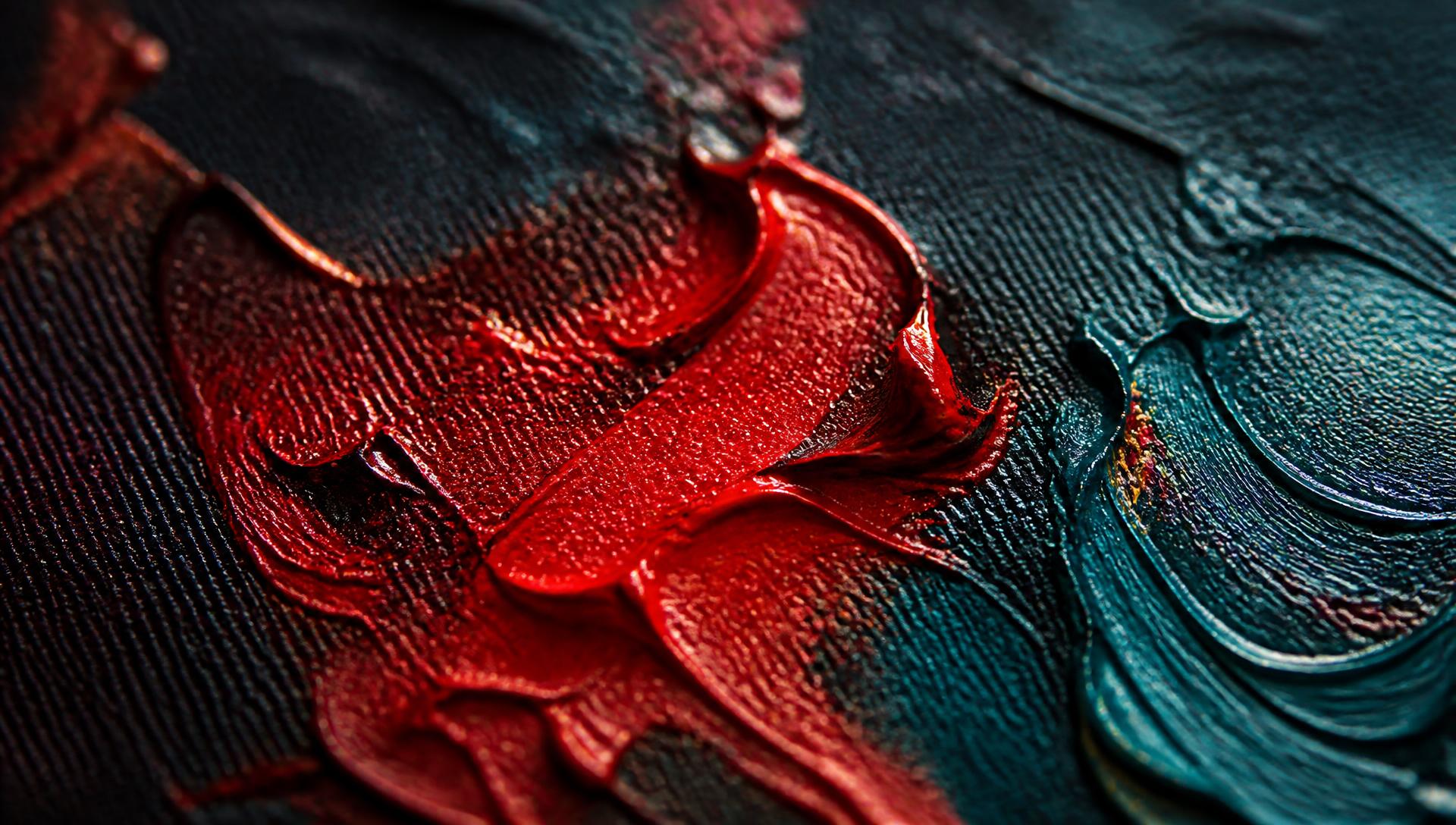 Macro detail of thick oil paint impasto