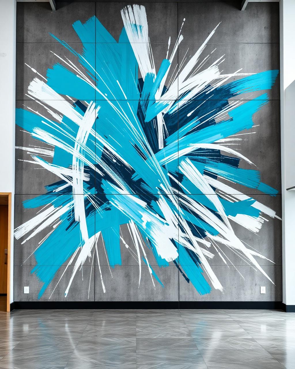 Kinetic Lobby — Aerosol and acrylic on cast concrete
